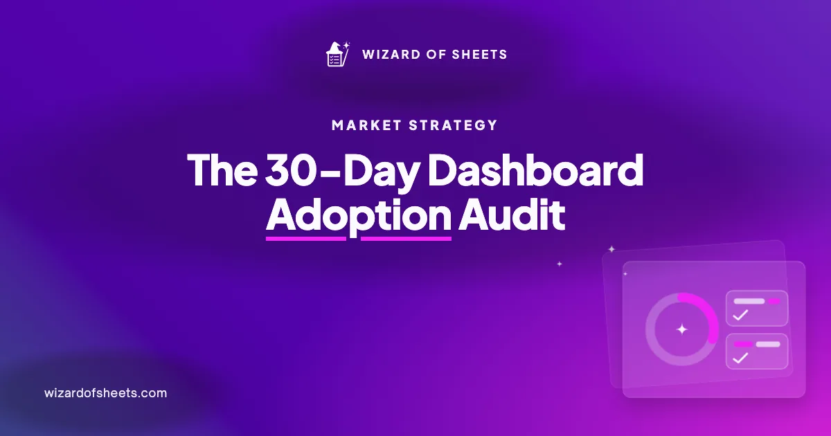 Wizard of Sheets graphic about Smartsheet adoption checks and workflow discipline