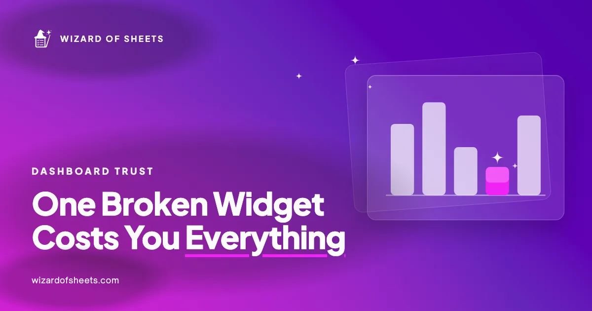 Data trust graphic for broken Smartsheet dashboard widgets and decision confidence