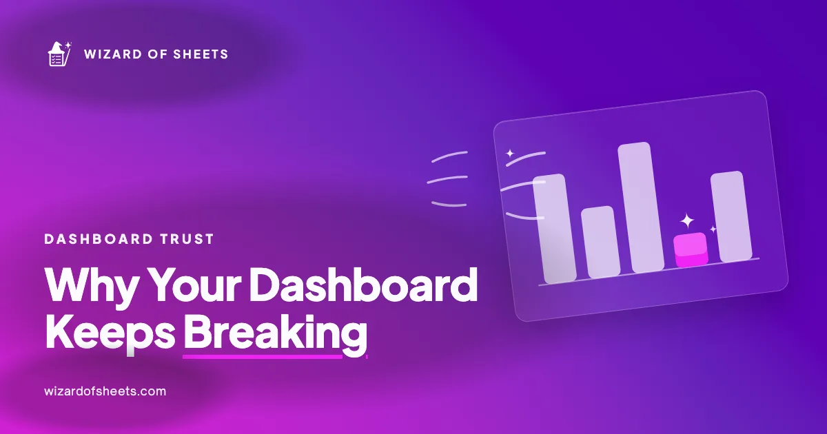 Smartsheet dashboard breakage graphic showing fragile reporting layers